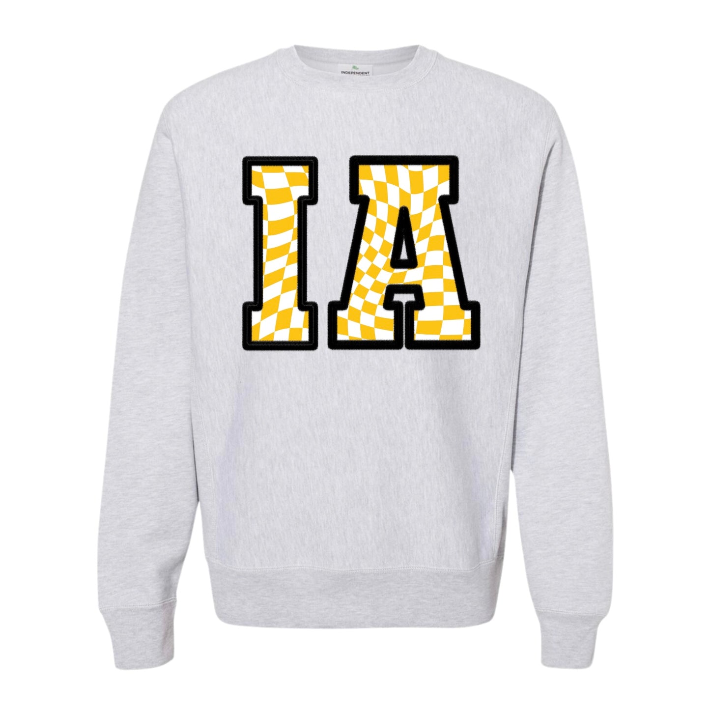 IA Faux Embroidery Checkered Crewneck